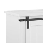 Meuble bar avec porte coulissante de grange de 120 cm avec rangement pour vin et verres à pied, bleu/blanc