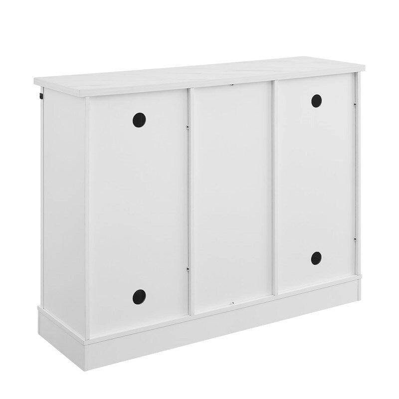 Meuble bar avec porte coulissante de grange de 120 cm avec rangement pour vin et verres à pied, bleu/blanc