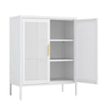 Armoire de rangement métallique 2 portes verrouillable avec 2 étagères réglables, blanc / noir
