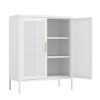 Armoire de rangement métallique 2 portes verrouillable avec 2 étagères réglables, blanc / noir