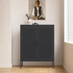 Armoire de rangement métallique 2 portes verrouillable avec 2 étagères réglables, blanc / noir