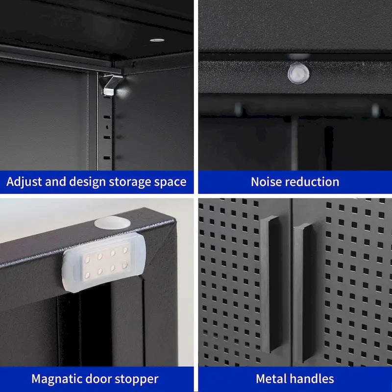 Armoire de rangement métallique 2 portes verrouillable avec 2 étagères réglables, blanc / noir