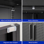 Armoire de rangement métallique 2 portes verrouillable avec 2 étagères réglables, blanc / noir