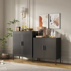 Armoire de rangement métallique 2 portes verrouillable avec 2 étagères réglables, blanc / noir