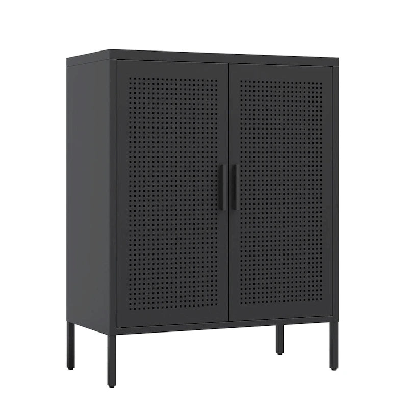 Armoire de rangement métallique 2 portes verrouillable avec 2 étagères réglables, blanc / noir