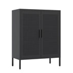 Armoire de rangement métallique 2 portes verrouillable avec 2 étagères réglables, blanc / noir