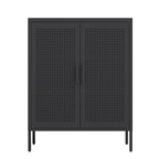 Armoire de rangement métallique 2 portes verrouillable avec 2 étagères réglables, blanc / noir
