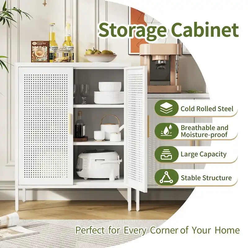 Armoire de rangement métallique 2 portes verrouillable avec 2 étagères réglables, blanc / noir