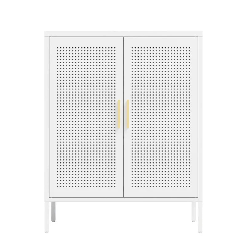 Armoire de rangement métallique 2 portes verrouillable avec 2 étagères réglables, blanc / noir