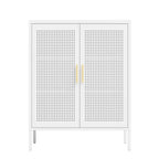 Armoire de rangement métallique 2 portes verrouillable avec 2 étagères réglables, blanc / noir