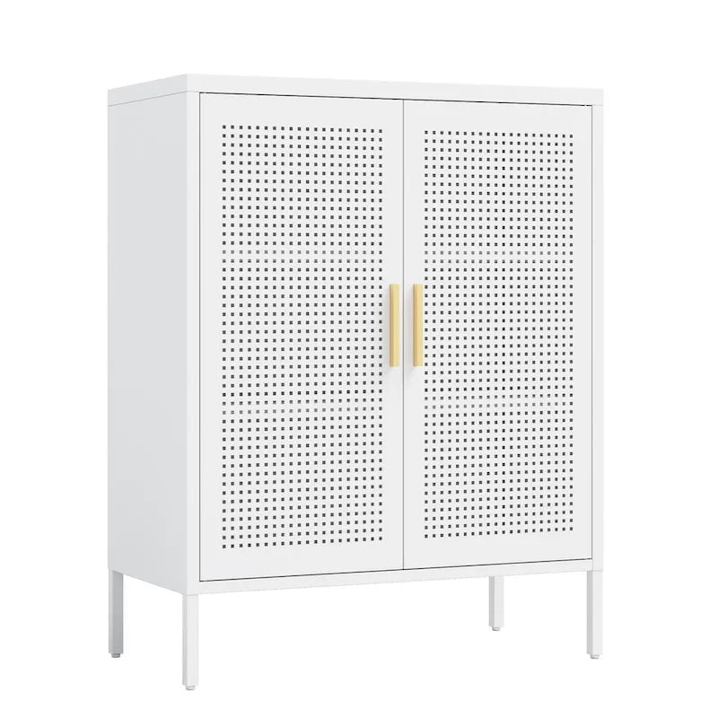 Armoire de rangement métallique 2 portes verrouillable avec 2 étagères réglables, blanc / noir