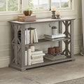 Console de ferme 47" avec étagères réglables et fixes, gris bois flotté / chêne blanc lin