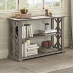 Console de ferme 47" avec étagères réglables et fixes, gris bois flotté / chêne blanc lin