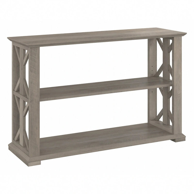 Console de ferme 47" avec étagères réglables et fixes, gris bois flotté / chêne blanc lin