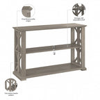 Console de ferme 47" avec étagères réglables et fixes, gris bois flotté / chêne blanc lin