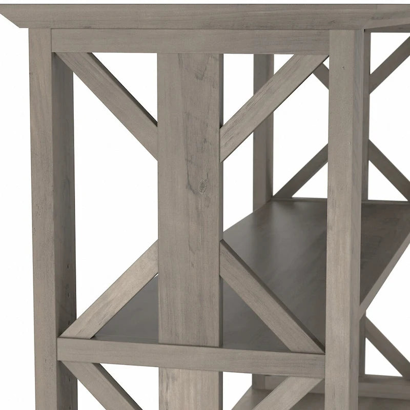 Console de ferme 47" avec étagères réglables et fixes, gris bois flotté / chêne blanc lin