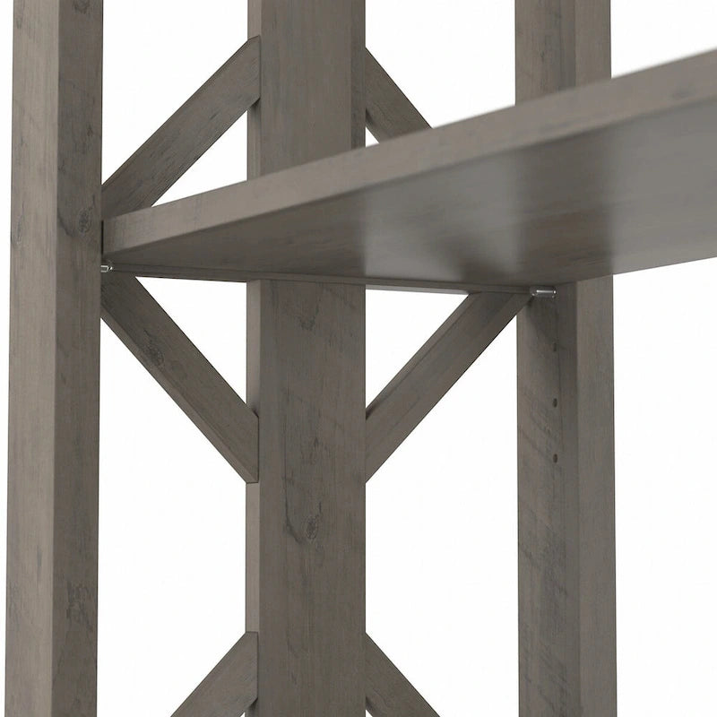 Console de ferme 47" avec étagères réglables et fixes, gris bois flotté / chêne blanc lin