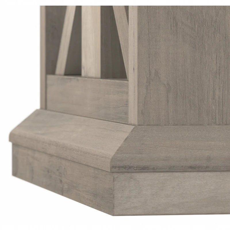 Console de ferme 47" avec étagères réglables et fixes, gris bois flotté / chêne blanc lin