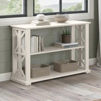 Console de ferme 47" avec étagères réglables et fixes, gris bois flotté / chêne blanc lin