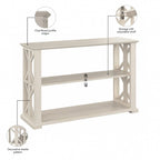 Console de ferme 47" avec étagères réglables et fixes, gris bois flotté / chêne blanc lin