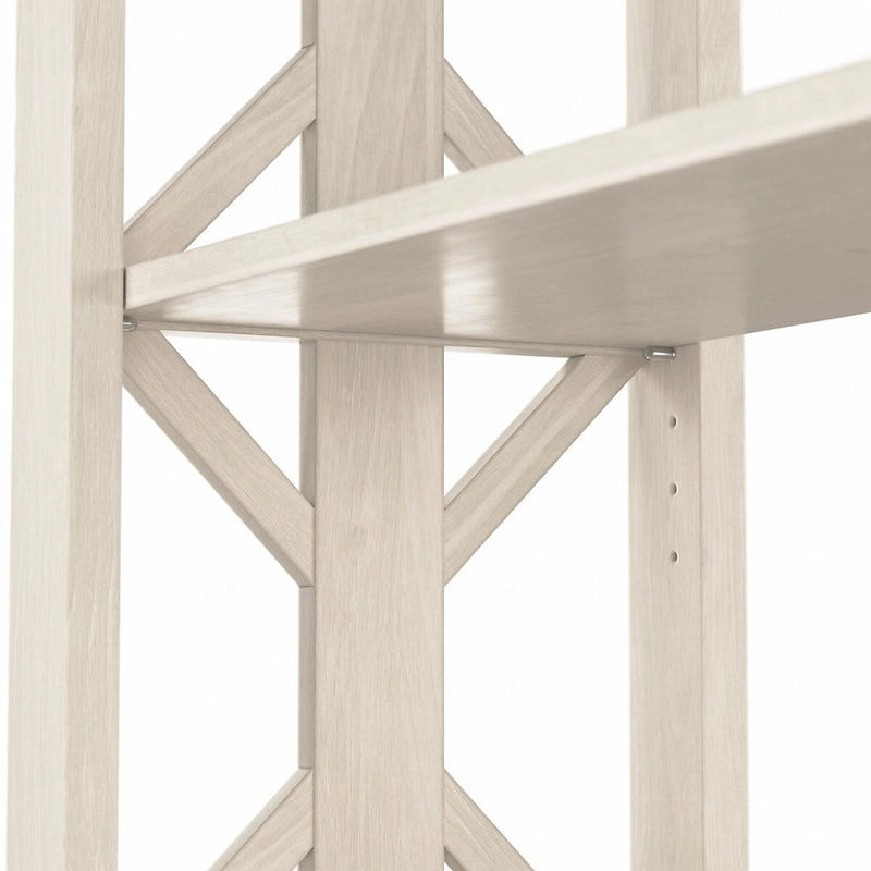 Console de ferme 47" avec étagères réglables et fixes, gris bois flotté / chêne blanc lin